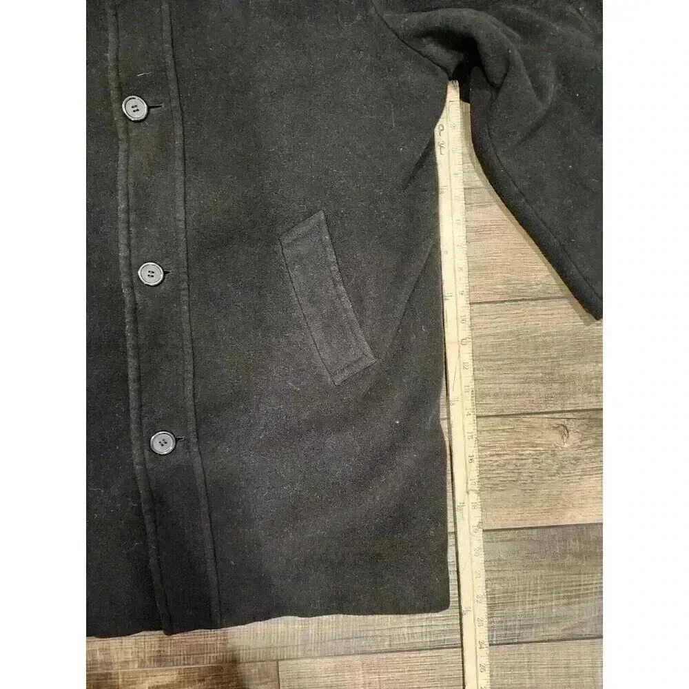 Ralph Lauren Cashmere Wool Overcoat Mens Black 42R Button Sport Trench Long Coat - Picture 7 of 8